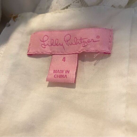 Lilly Pulitzer Lori Dress Women’s Size 4 Ivory Lace Eyelet Fit & Flare - Picture 11 of 11